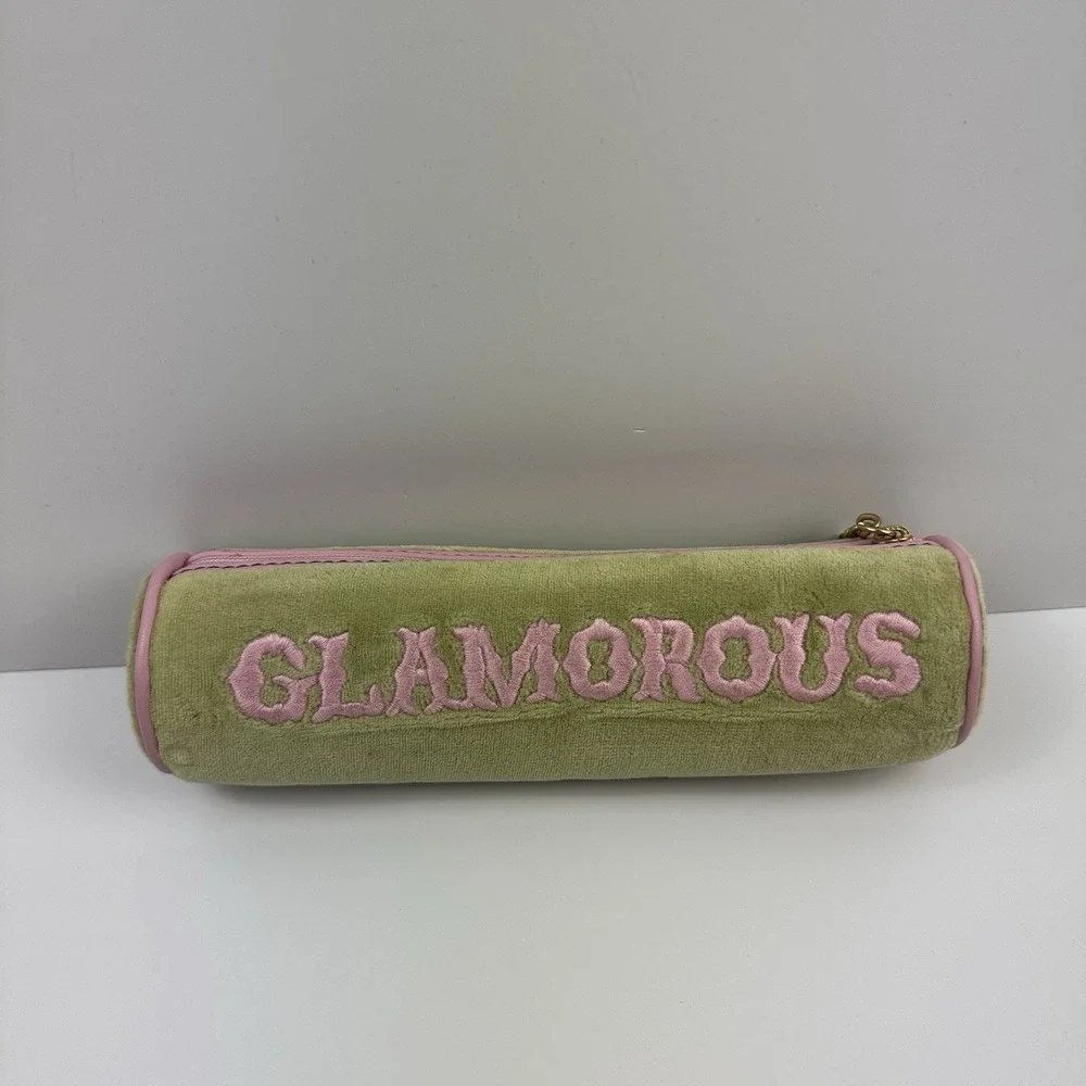 Y2K Vtg Juicy Couture 2pc Velour Cosmetic Organizer Jewelry Roll Bag JUICY BLING
